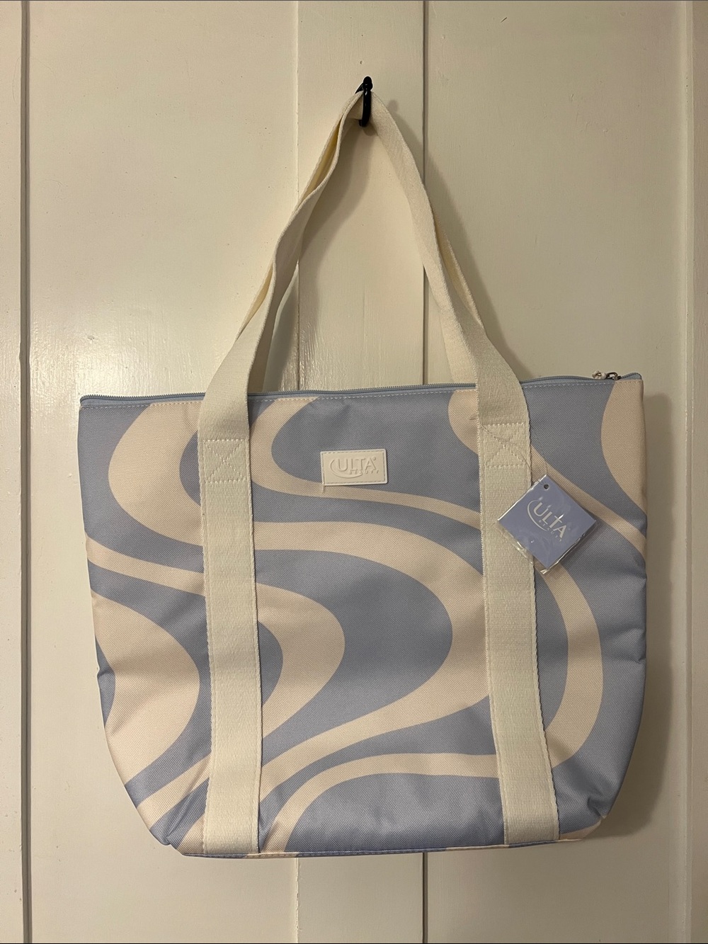 Ulta Beauty Cream and Light Blue Swirl Cooler Tote